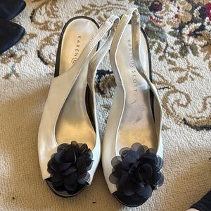 Karen Scott Women's White Peep-Toe Slingback Shoes